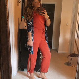 Casual jumpsuit romper spaghetti strap tie bottom